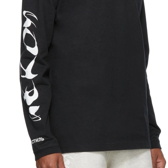 Heron Preston Mock Neck Brush Patterned Long Sleeve T-Shirt - Picture 2 of 10